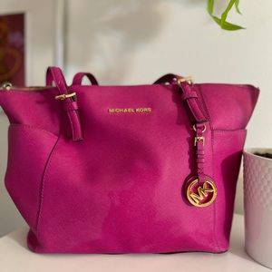 Pink Michael Kors Zip Tote
